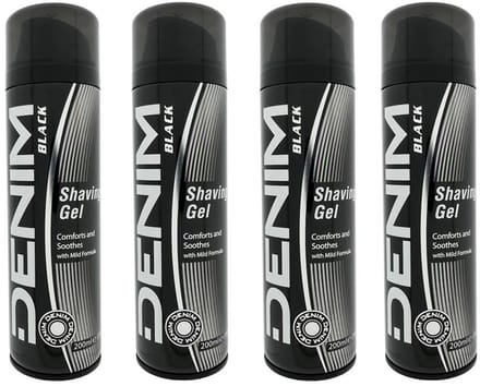 Denim Black Scheergel - 4 x 200 ml - Voordeelverpakking