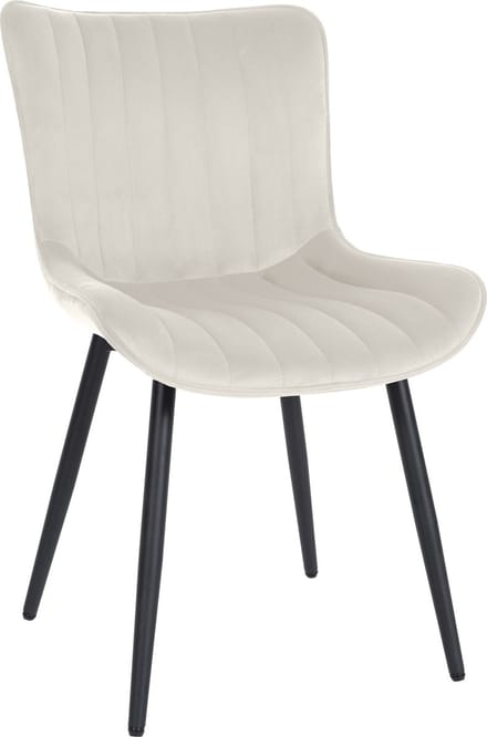 CLP Largo Eetkamerstoel - Zonder armleuning - Metaal frame - creme Fluweel