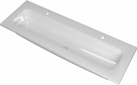 INK Reflekt polystone wastafel met 2 kraangaten 120 x 40 x 1,5 cm, glanzend wit