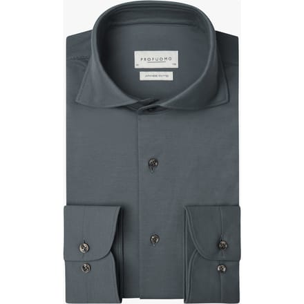 Profuomo Japanese Knitted Overhemd Denim Blue - Maat 40 - Heren - Overhemden Formeel