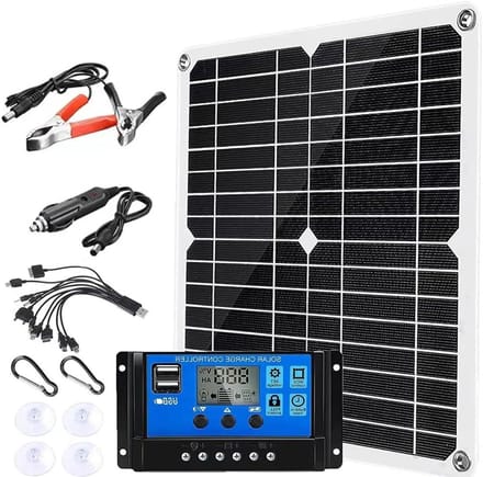 Zonnepaneel Kit - Solar Energie - Batterij Onderhoud - Dubbele USB Output - 28x28x0.3cm - Zwart