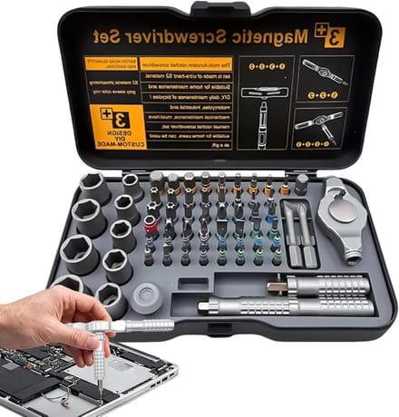 Ratelschroevendraaier Set - Multitool Schroevendraaier - Huishoudelijke Reparatie - 66 Delig S2 Staal - 18 cm Lengte - Grijs