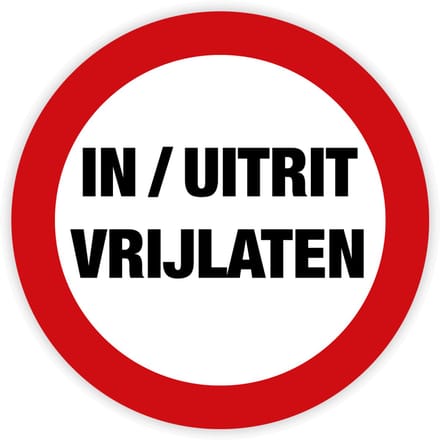 Simbol® - Stickers In/Uitrit vrijlaten - Formaat ø 30 cm.