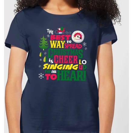 Elf Christmas Cheer Women's Christmas T-Shirt - Navy - S