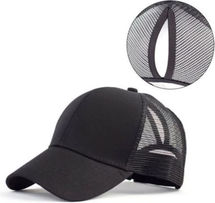 Dames Pet – eCarla – Paardenstaart Cap - Zwart