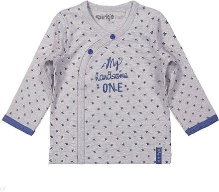 Dirkje Overslag shirtje stars grey melee  -  Maat  68