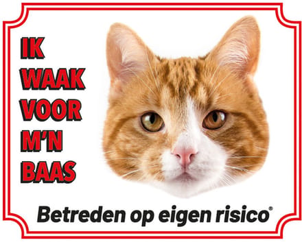 Katten Waakbord - Ik waak voor mijn baas Rood