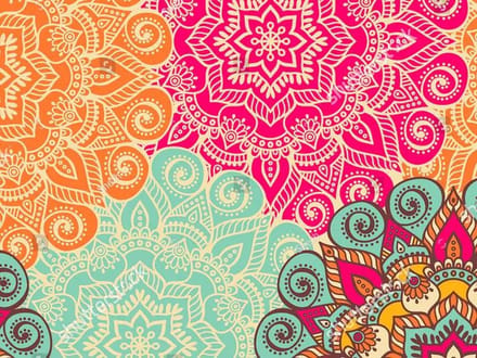 Vinyl | Vloerkleed vinyl | Mandala roze/oranje | 95x145 cm