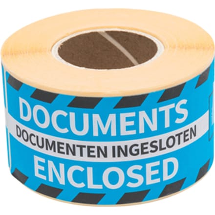 Waarschuwingsetiket Rillprint 46x125mm documents enclosed blauw 250 stuks