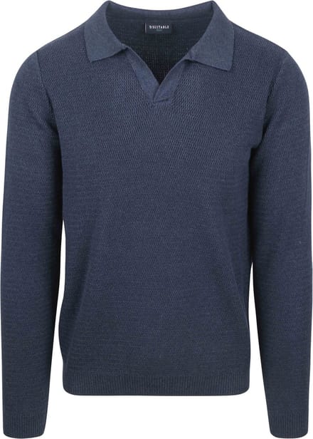 Suitable Trui Riva Structure Melange Donkerblauw (navy) - Maat L - Heren - Pullover