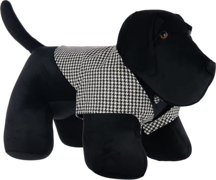 J-Line deurstopper Hond Pied-De-Poule - polyresin - zwart/wit