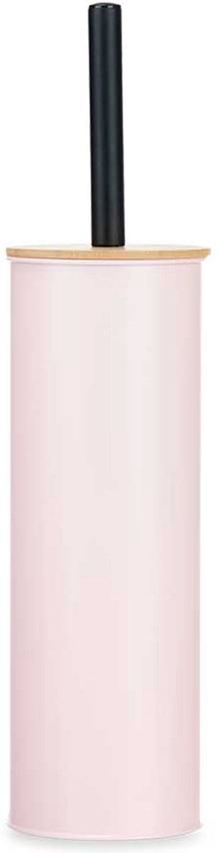 Berilo Alicante Toiletborstel in houder - lichtroze - wc-borstel - RVS met bamboe - 38 cm