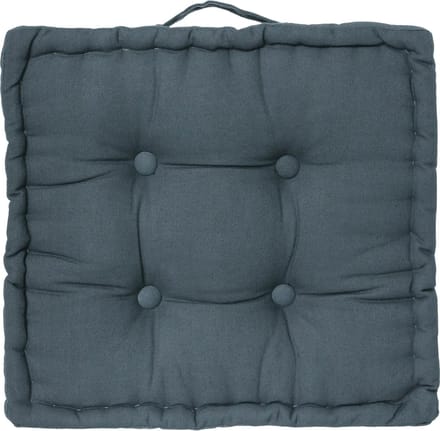 Atmosphera Vloerkussen Square - denim blauw - katoen - 38,5 x 38,5 x 8 cm - vierkant - Extra dik
