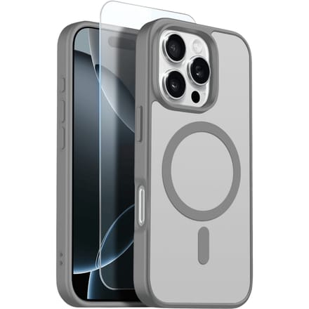 Northjo 2-in-1 iPhone 16 Pro Max Hoesje – Shockproof, MagSafe + Screenprotector Grijs