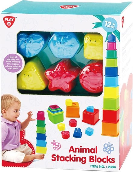 Play stapelblokken speelgoed - kleurrijke sorteer en leer blokken set.