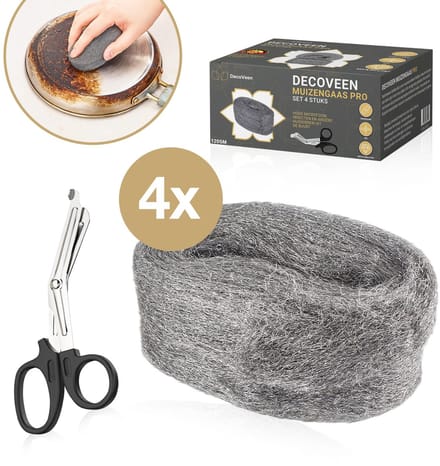 DecoVeen® Muizenwol - Muizengaas - Muizenval - 200 Gram - Complete set - 3 Meter - Inclusief Gratis Schaar