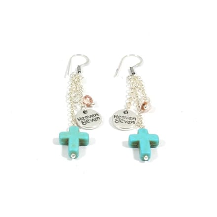 Heaven Eleven - dames - oorbel - turkoois - turquoise - kruisje