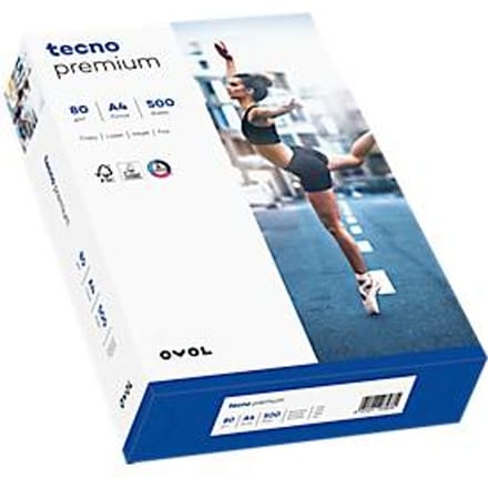 Kopieerpapier tecno premium, A4-formaat, 80 g/m², wit, 1 karton = 5 x 500 vellen