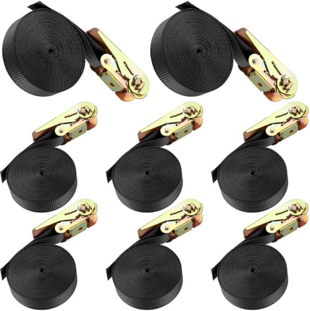 6-delige set Spanbanden - Met RVS-ratel - 6 meter x 25 mm