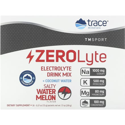 Trace, TM Sport, ZeroLyte, Mélange pour boisson électrolytique, Pastèque salée, 30 Sachets, 0,27 oz (7,3 g) Chaque