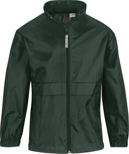 B&C Regenjas - kinderen - donkergroen - sirocco windjas - nylon 98/104 Groen