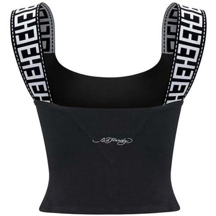 Blouse Ed Hardy Tiger Glow Tape Crop Tank Top Black