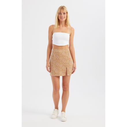 Floral Hoge Taille Minirok met Zijsplit