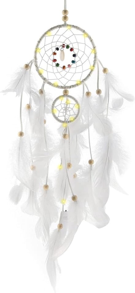 Nixnix® - Dromen Vanger met verlichting - Dream Catcher - 60cm - Wit