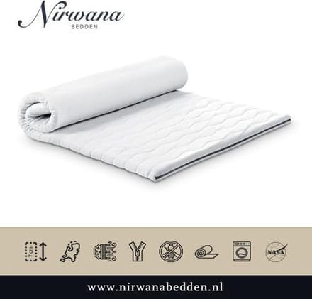 180x220 Topdekmatras - Topper NASA-VISCO - Traagschuim - 7 CM - Nirwana Bedden