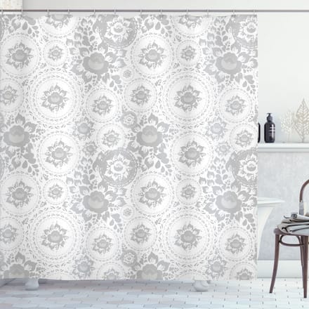 ABAKUHAUS Floraal Douchgordijn – 175x240 cm – Wit, 100% Polyester