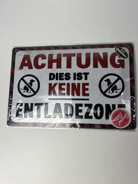 Metalen wandbord Achtung !