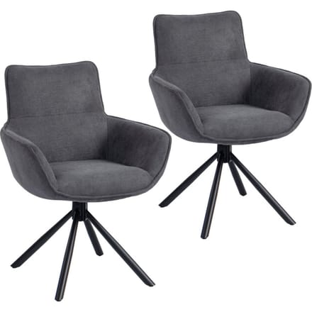 4goodz Set van 2 eetkamerstoelen - Draaibaar - Armleuningen - Grijs