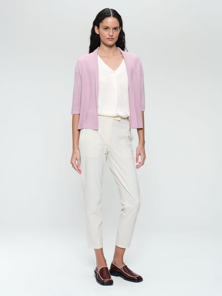 Seamless cotton cardigan 394 | Rosa - Rosa / M