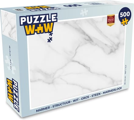 Puzzel Marmer - Structuur - Wit - Grijs - Steen - Marmerlook - Legpuzzel - Puzzel 500 stukjes