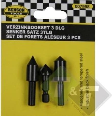 Verzinkboorset, afbraamboren, 3 dlg, Boor set, Borenset