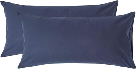 Homescapes Kussensloop 50x90 cm Set van 2 – Marineblauw – 100% Egyptisch Perkal Katoen – 200 TC
