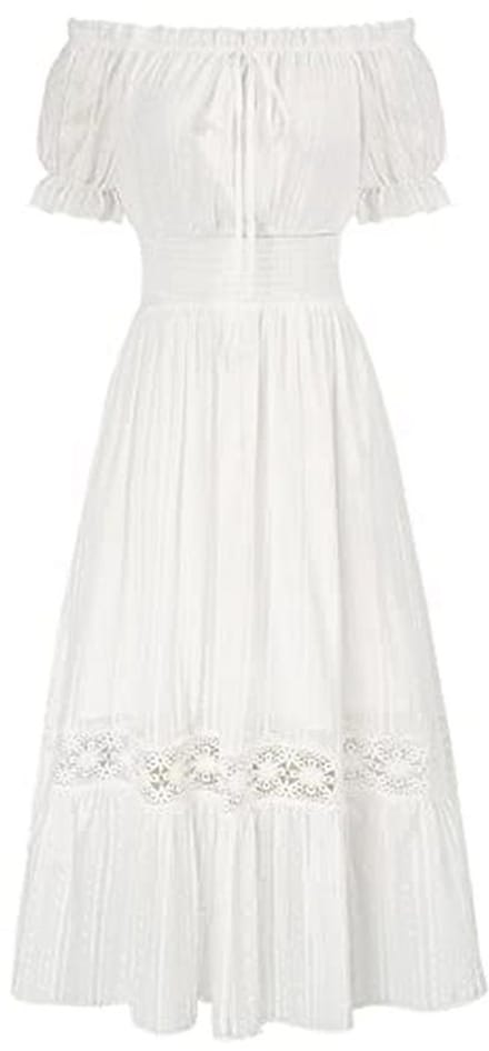 Dames Renaissance Off-the-shoulder Hoge Taille Zomer Katoenen Jurk