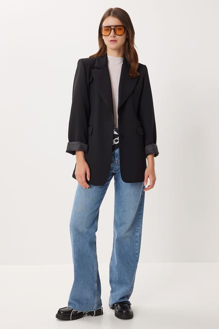 Gevoerde Gabardine Jas met Knopsluiting