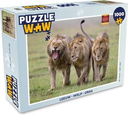 Puzzel Leeuw - Welp - Gras - Legpuzzel - Puzzel 1000 stukjes volwassenen