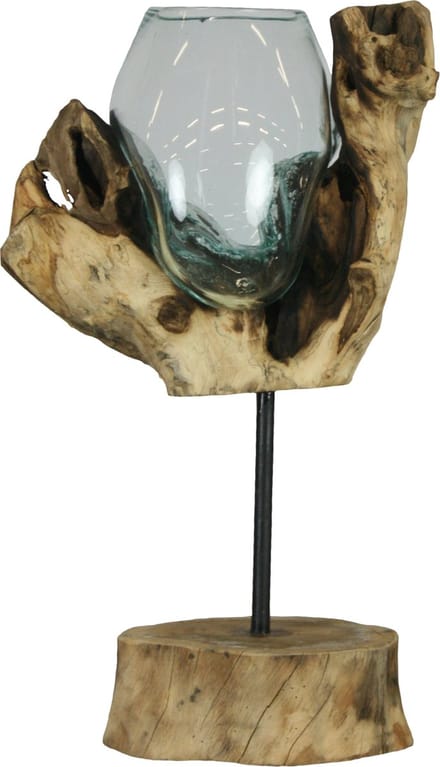 DKNC Julia Decoratief beeld met glas - 20x20x38 cm - Natuurlijk