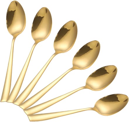 Cheffinger, Set van 6 dessertlepels formaat 14,5 cm in roestvrij staal, Goud