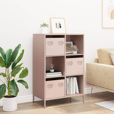 vidaXL - Hoge - kast - 68x39x103,5 - cm - staal - roze