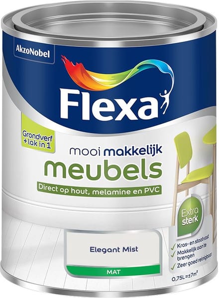 Flexa - Mooi Makkelijk Meubels Mat - Elegant Mist - Mengverf - 750 Ml