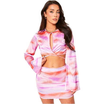 Missy Empire Tie-dye satijnen minirok voor dames (Lila)