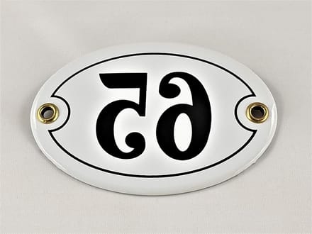 Emaille Huisnummer - Nummerbord - Huis Identificatie - Handgemaakt Emaille - 10.5 x 7 cm - Wit Zwart