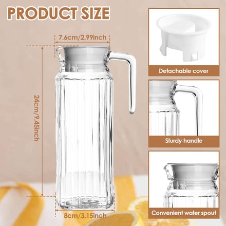 2 stuks Plastic Kan met Deksel 1.1L Waterkan met Geribbeld Design BPA-Vrije Waterkan Transparante Plastic Waterkan met Ontluchting white