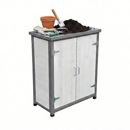 Oppottafel - met kast en werkblad - 90x75x40 cm - hout - wit-grijs