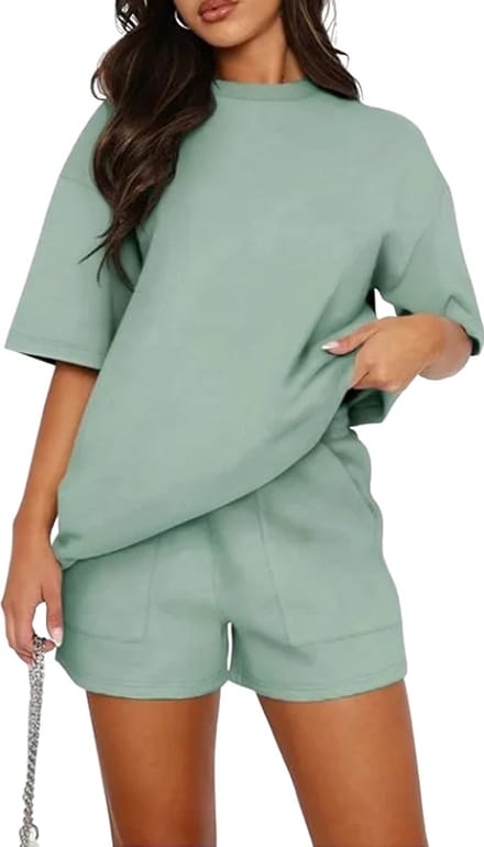 Dames - Kledingset - Korte Broek - Oversized - Groen - Maat XL