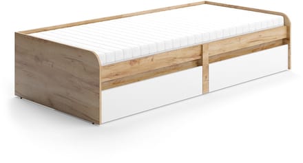 Vicco Clario Kinderbed – 90x200 cm met matras Wit/Kunstnijverheid