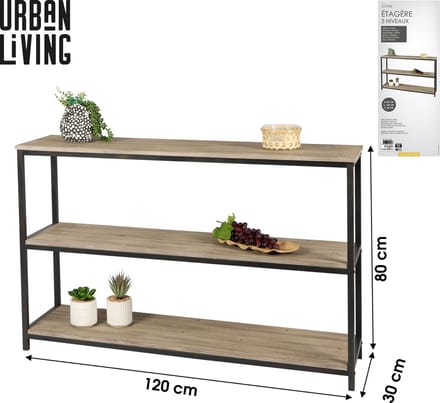BOEKENKAST 3 PLANKEN 120X30XH80CM